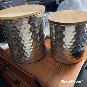 Uncommon James Hammered Silver Canisters (Set of 2)